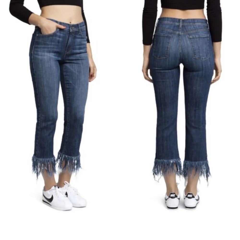 Pistola “Tallis Fringed” Jeans Cropped - Size 28 (6) - Shy Blue Fray